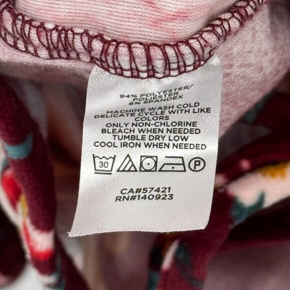 LOFT Floral Burgundy Velvet Long Sleeve Top Tie bottom womens long sleeve sz XL - Picture 5 of 8